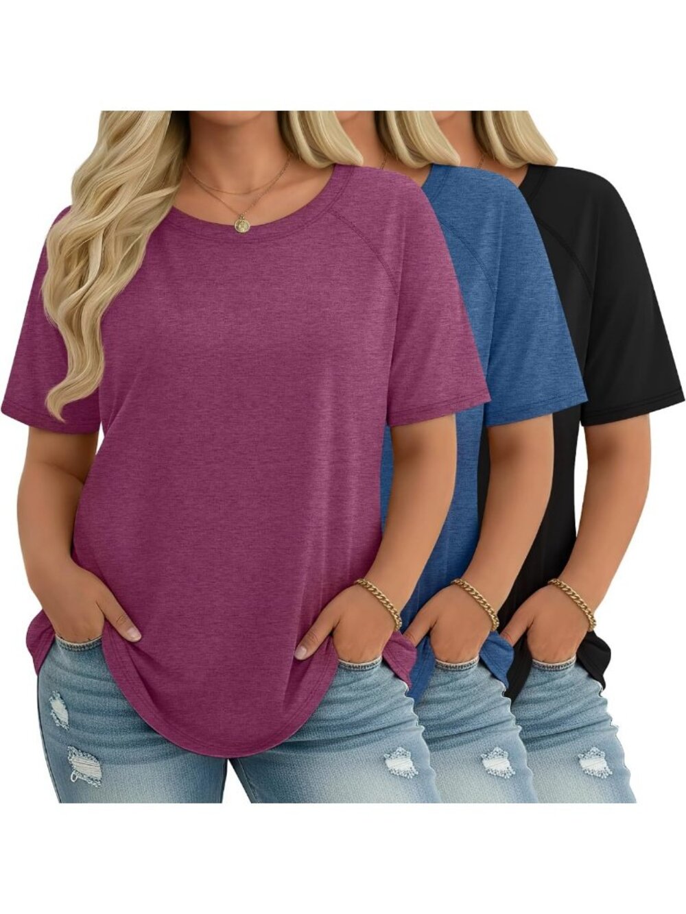 Plus Size Women's Tops - 3 Pack Stylish and Comfortable Casual Wear